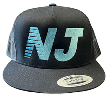 Load image into Gallery viewer, NEW Jersey Trucker Hat Tiffany Blue on Black