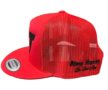 Load image into Gallery viewer, NEW Jersey Trucker Hat Black on Red