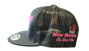 NEW Jersey Trucker Hat Pink on Black