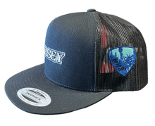 Load image into Gallery viewer, JERSEY Trucker Hat Gray on Black
