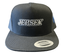 Load image into Gallery viewer, JERSEY Trucker Hat Gray on Black