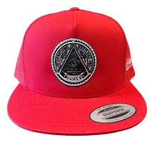 Load image into Gallery viewer, Jersey Evil Eye Trucker Hat on Red