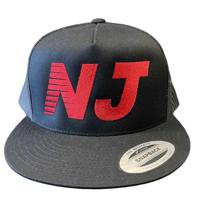 NEW Jersey Trucker Hat Red on Black