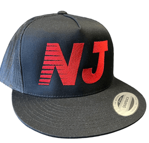 NEW Jersey Trucker Hat Red on Black