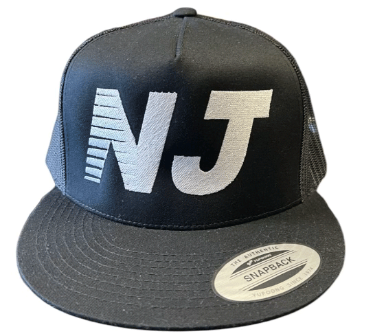 NEW Jersey Trucker Hat White on Black