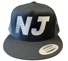 Load image into Gallery viewer, NEW Jersey Trucker Hat White on Black