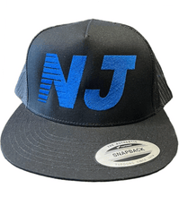 Load image into Gallery viewer, NEW Jersey Trucker Hat Navy on Black