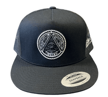 Load image into Gallery viewer, Jersey Evil Eye Trucker Hat White on Black