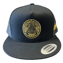 Load image into Gallery viewer, Jersey Evil Eye Trucker Gold on Black