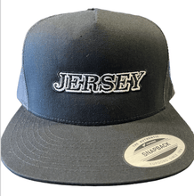 Load image into Gallery viewer, JERSEY Trucker Hat Gray on Black